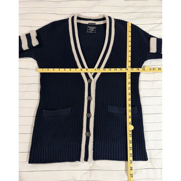 Abercrombie & Fitch | Women’s Cardigan Knit Sweater V-Neck Button Navy- Small - Picture 6 of 6